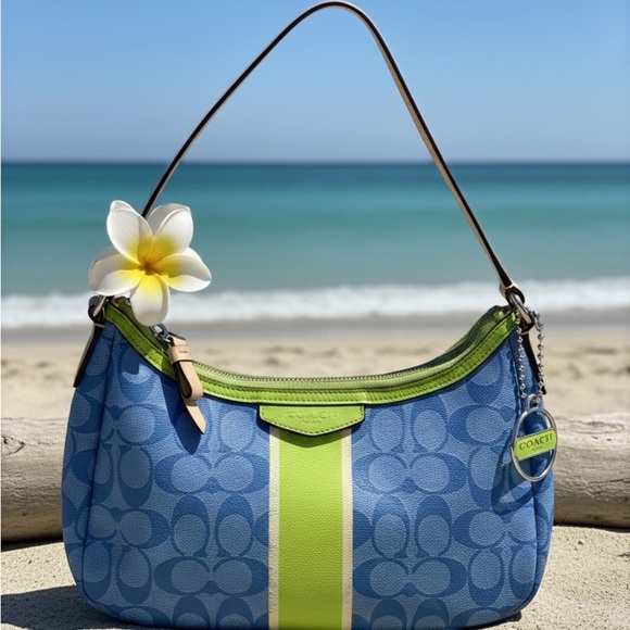 Coach Handbags - ✨COACH Signature Stripe Blue Hobo Bag – F29942 – Y2K Aesthetic🍋‍🟩🏝️☀️